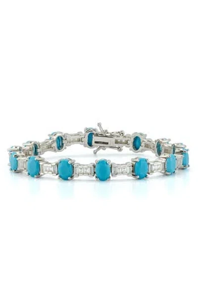 CHLOE & MADISON CHLOE AND MADISON CUBIC ZIRCONIA & SYNTHETIC TURQUOISE TENNIS BRACELET