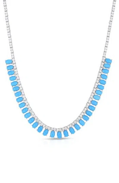 CHLOE & MADISON CHLOE AND MADISON FAUX TURQUOISE CRYSTAL TENNIS NECKLACE