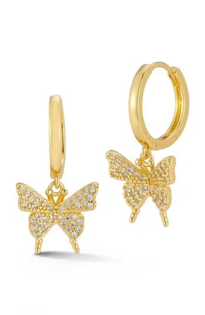 CHLOE & MADISON CHLOE AND MADISON PAVÉ BUTTERFLY HOOP EARRINGS