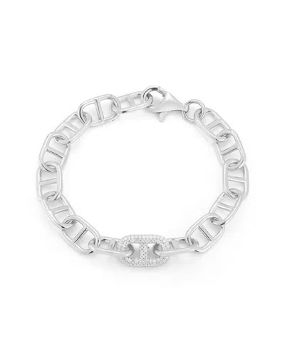 CHLOE & MADISON CHLOE AND MADISON SILVER CZ CHUNKY BOLD MARINER LINK BRACELET
