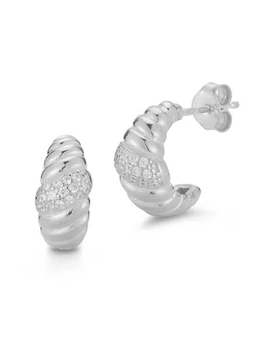 CHLOE & MADISON CHLOE AND MADISON SILVER CZ CROISSANT EARRINGS