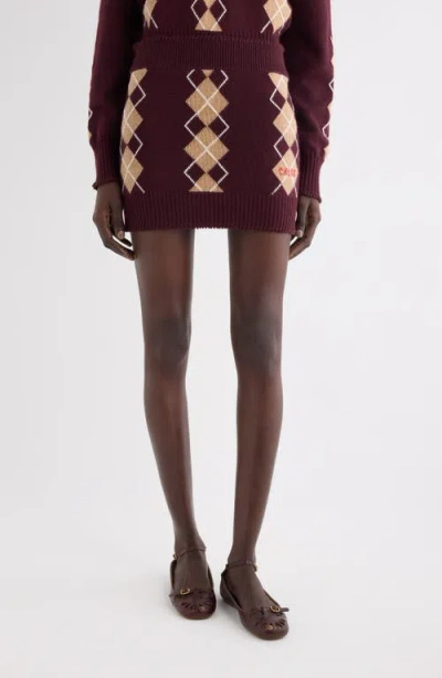 CHLOÉ CHLOÉ ARGYLE WOOL & CASHMERE MINISKIRT