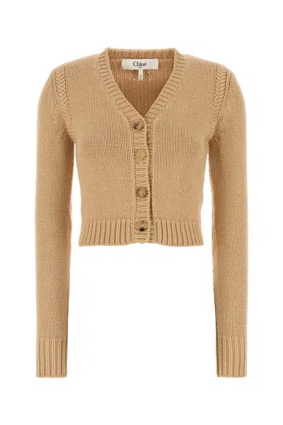 CHLOÉ BEIGE COTTON AND CASHMERE CARDIGAN