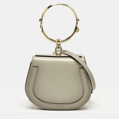 CHLOÉ BEIGE PATENT LEATHER AND SUEDE SMALL NILE BRACELET SHOULDER BAG