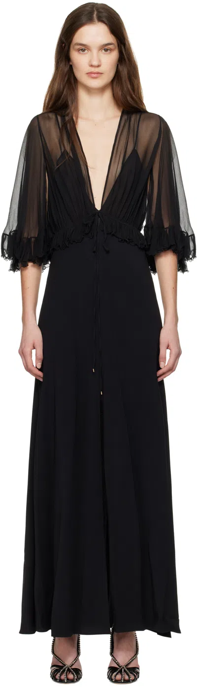 CHLOÉ BLACK V-NECK MAXI DRESS
