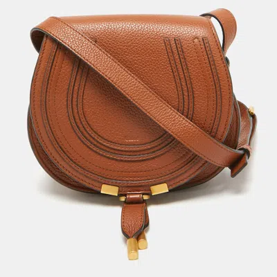 CHLOÉ BROWN LEATHER SMALL MARCIE SADDLE BAG