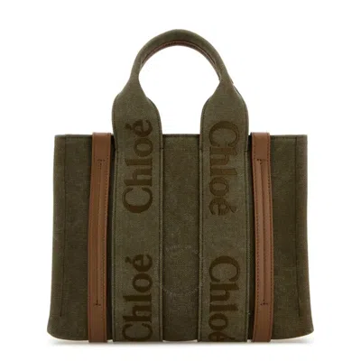 CHLOÉ CHLOE CANVAS SMALL WOODY SHOPPING BAG