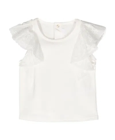 CHLOÉ CHLOÉ KIDS CREWNECK FLUTTER-SLEEVED T-SHIRT