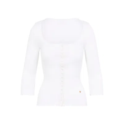 CHLOÉ CHLOÉ CHLOÉ FITTED WHITE COTTON DEEP-NECK CARDIGAN