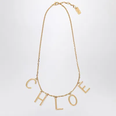 CHLOÉ CHLOÉ CHLOÉ LETTERS NECKLACE IN VINTAGE GOLD BRASS