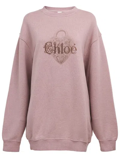 CHLOÉ CHLOÉ CHLOÉ PINK CHINÉ FLEECE OVERSIZED SWEATSHIRT