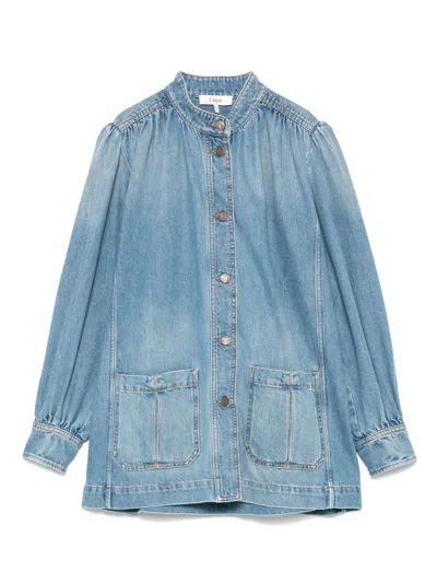 CHLOÉ GATHERED DENIM JACKET - WOMEN'S - CALF LEATHER/COTTON