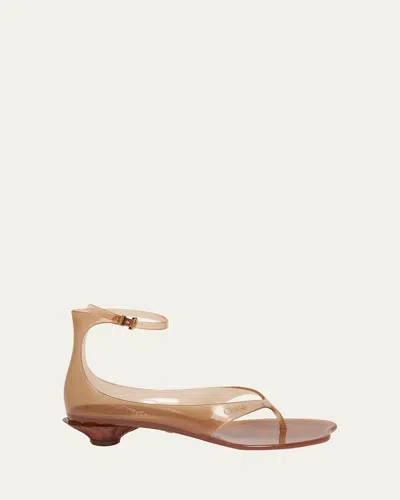 CHLOÉ JELLY THONG ANKLE-STRAP SANDALS