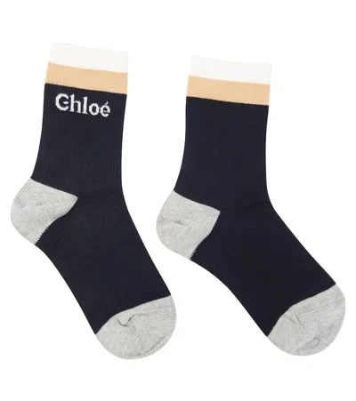 CHLOÉ CHLOÉ KIDS COLORBLOCKED COTTON-BLEND SOCKS