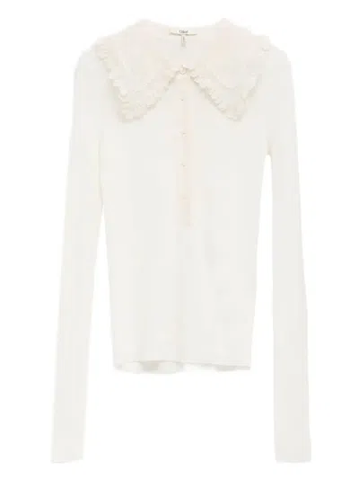 CHLOÉ LACE-COLLAR LONG-SLEEVE SHIRT