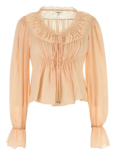 CHLOÉ LACE-TRIMMED BLOUSE