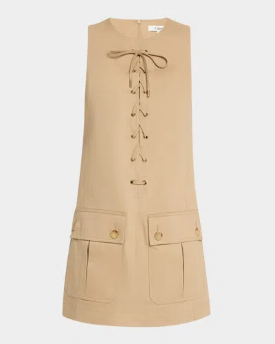 CHLOÉ LACE-UP SLEEVELESS MINI UTILITY DRESS