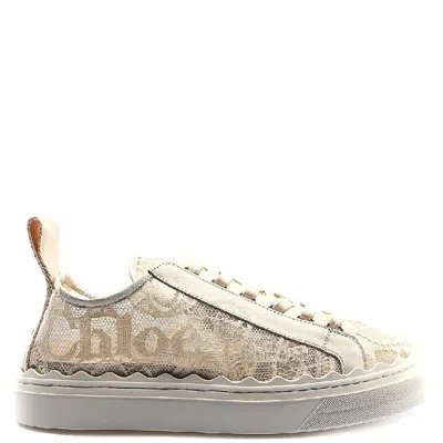 CHLOÉ CHLOE LAUREN LACE-UP SCALLOPED TRIMS SNEAKERS