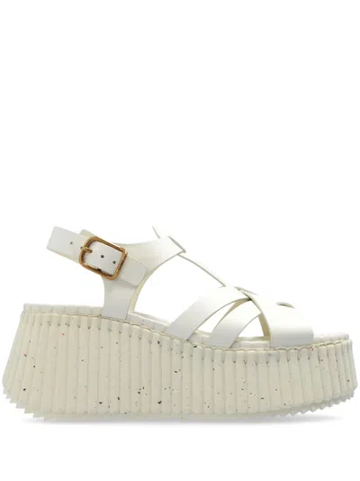 CHLOÉ LEATHER PLATFORM SANDALS