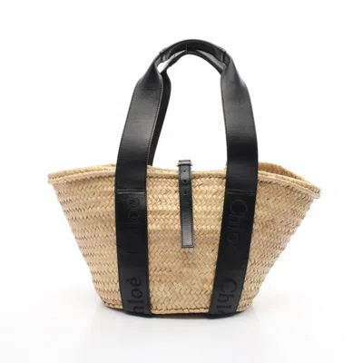 CHLOÉ LEATHER RAFFIA BASKET HANDBAG (PRE-OWNED)