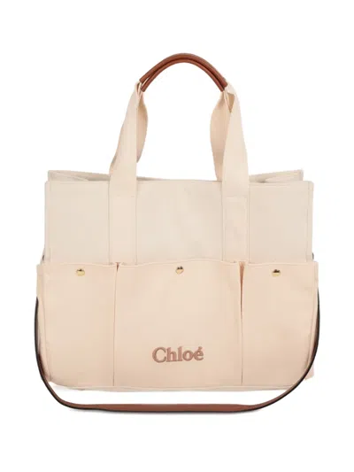 CHLOÉ LOGO-EMBROIDERED DIAPER BAG