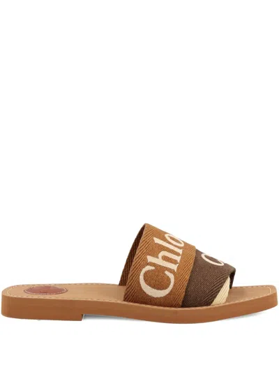 CHLOÉ LOGO-PRINT FLAT SANDALS