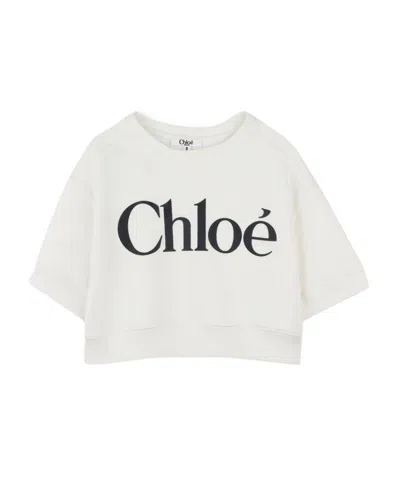CHLOÉ CHLOÉ KIDS LOGO PRINTED CREWNECK SWEATSHIRT