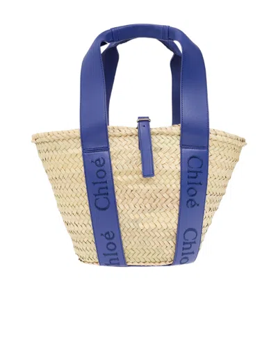 CHLOÉ LOGO-TAPE INTERWOVEN BEACH BAG