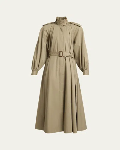CHLOÉ LONG HIGH-NECK BELTED GABARDINE TRENCH COAT