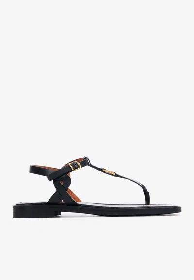 CHLOÉ MARCIE FLAT LEATHER SANDALS