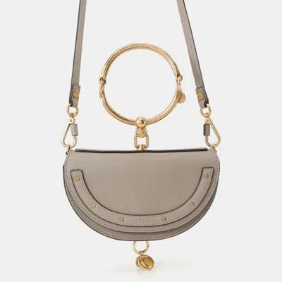 CHLOÉ NILE MINAUDIERE 2-WAY BAG GRAY LEATHER