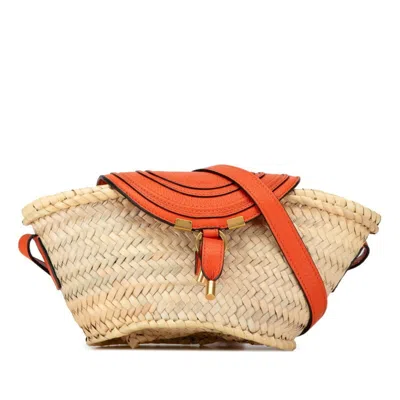 CHLOÉ RAFFIA LEATHER SHOULDER BAG (PRE-OWNED)