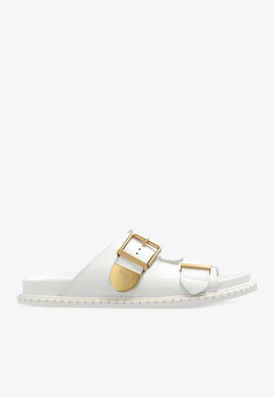 CHLOÉ REBECCA DOUBLE-BUCKLE SLIDES
