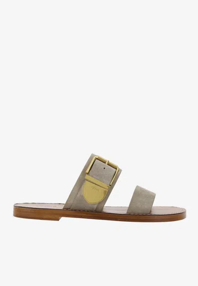 CHLOÉ REBECCA LEATHER SLIDES
