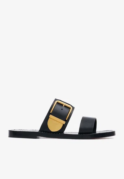 CHLOÉ REBECCA LEATHER SLIDES