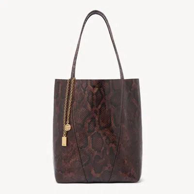CHLOÉ CHLOÉ SPIN TOTE BAG IN PYTHON-EFFECT LEATHER BROWN SIZE ONESIZE 100% GOATSKIN