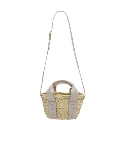 CHLOÉ CHLOÉ SENSE SMALL RAFFIA TOTE BAG