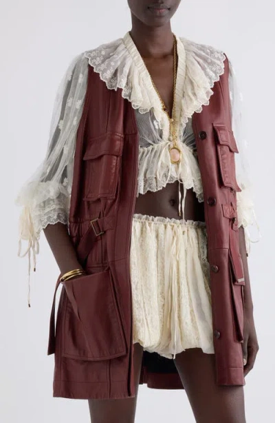 CHLOÉ CHLOÉ SLEEVELESS LEATHER UTILITY COAT