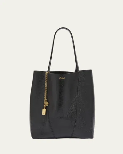 CHLOÉ SPIN MEDIUM TOTE BAG IN LEATHER