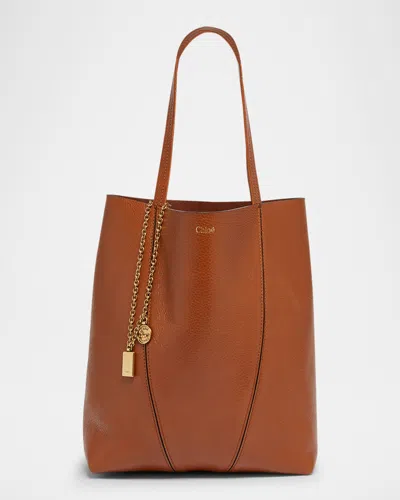 CHLOÉ SPIN MEDIUM TOTE BAG IN LEATHER