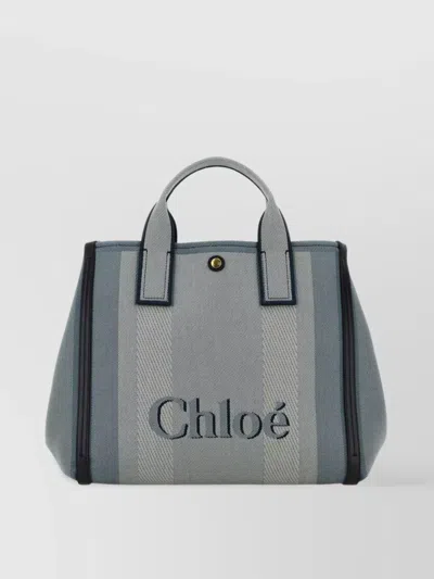 CHLOÉ STRIPED CANVAS CARRY SHOPPING BAG