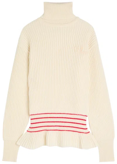 CHLOÉ CHLOE STRIPED WOOL AND MOHAIR-BLEND JUMPER