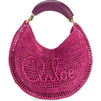 CHLOÉ CHLOÉ SUMMER BANANA CROCHET RAFFIA HOBO BAG