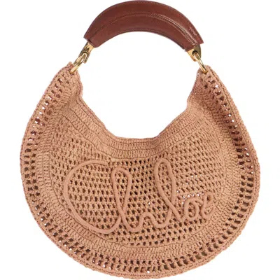 CHLOÉ CHLOÉ SUMMER BANANA CROCHET RAFFIA HOBO BAG