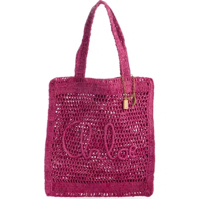 CHLOÉ CHLOÉ SUMMER BANANA CROCHET RAFFIA TOTE BAG