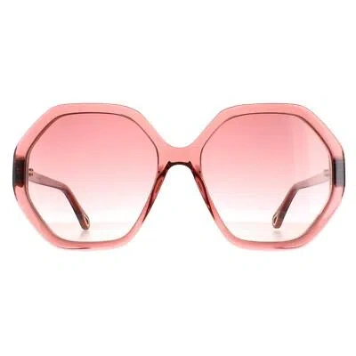 CHLOÉ CHLOE SUNGLASSES CH0008S ESTHER 003 PINK CRYSTAL PINK BROWN GRADIENT