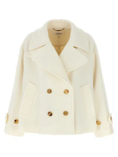 CHLOÉ CHLOÉ WHITE WOOL COAT