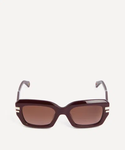 CHLOÉ CHLOE WOMEN'S BURGUNDY CHUNKY SQUARE SUNGLASSES