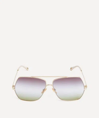 CHLOÉ CHLOE WOMEN'S OVERSIZED SQUARE METAL SUNGLASSES