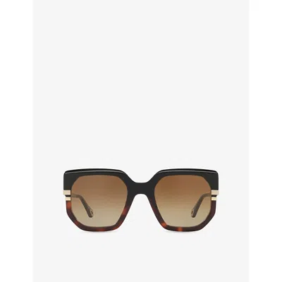 CHLOÉ WOMENS BLACK CH0240S SQUARE-FRAME ACETATE SUNGLASSES